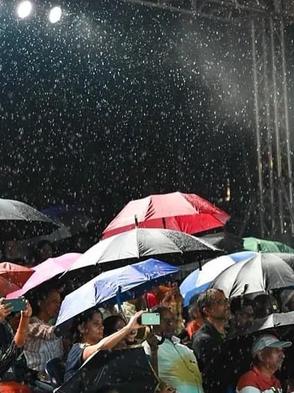 The dedicated audience at the Bengaluru Ganesh Utsava, holding up umbrellas in the rain to be with us. Their love for music is truly inspiring.