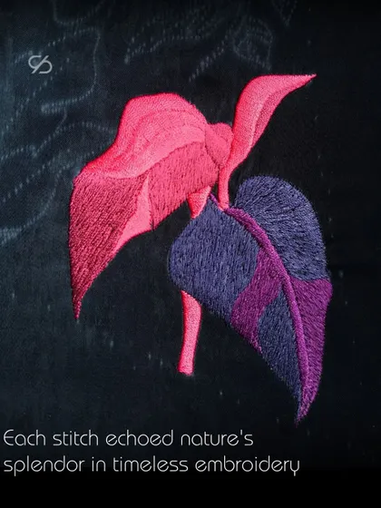 Each stitch echoes nature's splendor in timeless embroidery. This abstract floral design in pink and purple showcases the artistic freedom in my work.