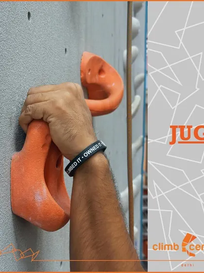 The Jug is a large, easy to hold grip that's perfect for beginners or for taking a rest mid route. The bracelet says it all: "Climbed It. Owned It."
