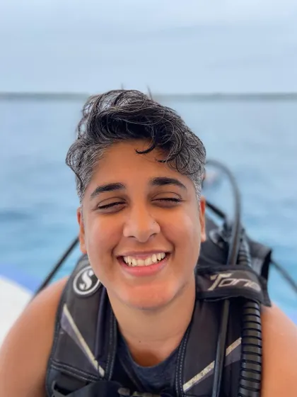 The pure joy on a diver's face after a great dive in Lakshadweep. This is what our community is all about.
