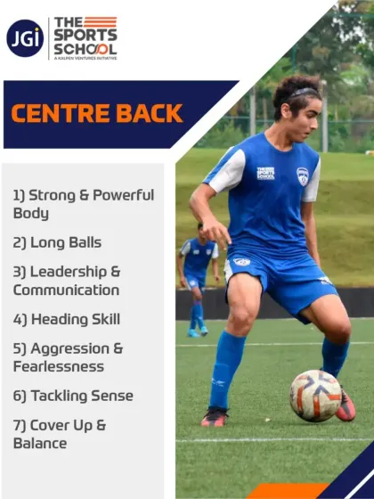 The essential skills for a Centre Back, highlighting the importance of strength, leadership, and tackling sense in defense.