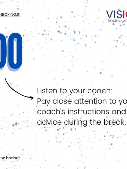 During the break between rounds, listen to your coach. This is a critical time to get tactical instructions and advice. Pay close attention to what I tell you.
