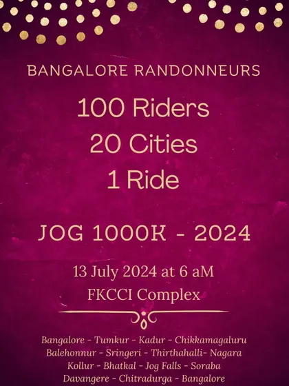 100 riders, 20 cities, 1 epic ride. The Jog Falls 1000K BRM brings together a diverse group of ultra-randonneurs for a new adventure on new trails.