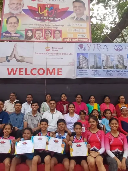 Our entire team of winners, parents, and coaches celebrating together at the Parle Mahotsav. This is our family, our community, united by a passion for sports.