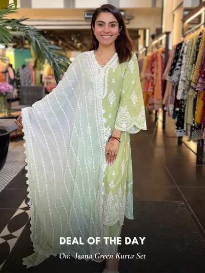 Here's the Isana Green Kurta Set, a beautiful ombre piece that's part of my deal of the day. It's a unique and eye catching outfit for any occasion.