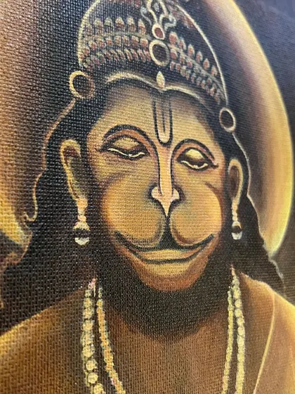 Another angle of the Hanuman painting on canvas.