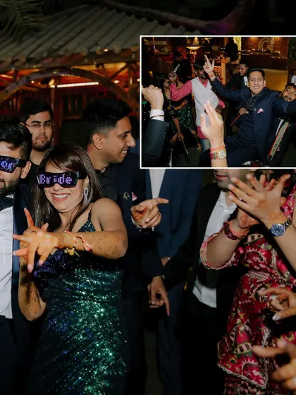 The crazy fun of Ankit and Shreya's cocktail party. Capturing the candid, high-energy moments on the dance floor is always a highlight.
