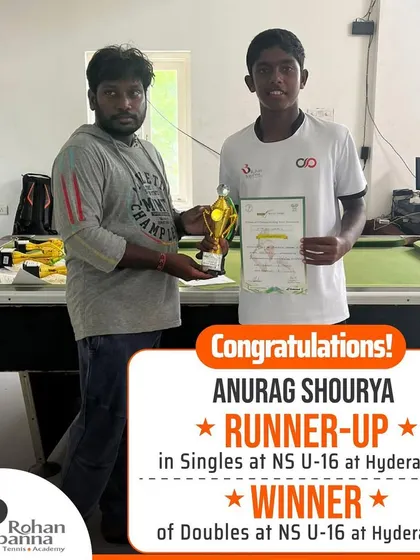 A huge round of applause to Anurag Shourya for his outstanding performance, securing the runner-up position in singles and winning the doubles at the NS U-16 in Hyderabad.