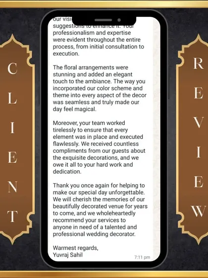The second part of a wonderful client review, highlighting how my team's hard work made their special day unforgettable.