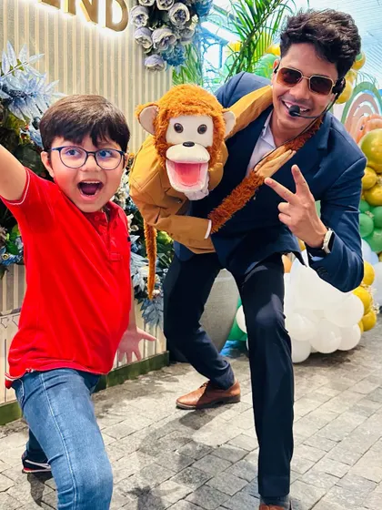 The pure joy on a child's face during a birthday party performance. We make sure the kids are the stars of the show at their own parties.