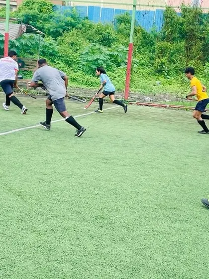 Players run across the turf during a fast-paced Sunday practice. We incorporate conditioning and agility drills to ensure our teams have the stamina to last the entire game.