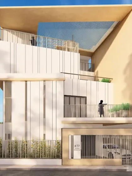 This is my design for the Anurag Residence, a home designed for an angular plot. The facade is a composition of interlocking volumes, with stepped terraces and vertical slits that create visual interest and allow ample sunlight into the common areas. The design balances privacy with a sense of openness.
