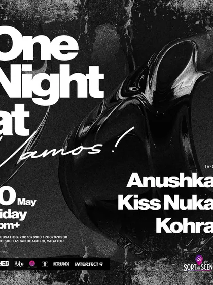The lineup for 'One Night at Vamos' in Goa, alongside Kiss Nuka and Kohra.