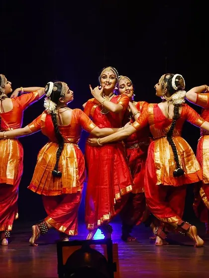 A beautiful moment of devotion to Lord Krishna, captured during our 'Aharnishi 2024' performance. Group choreography often allows us to create these living tableaus, full of emotion and grace.