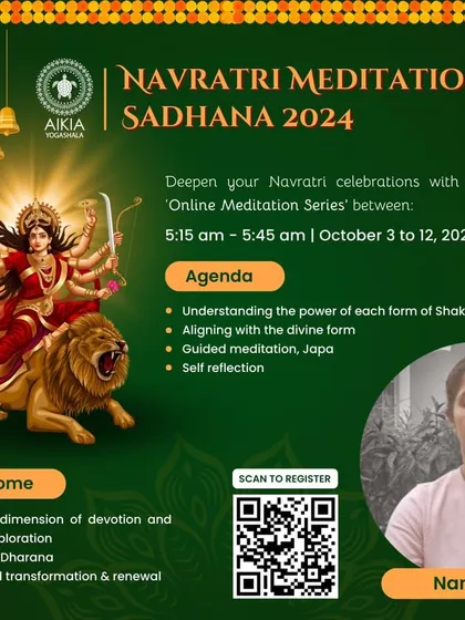 An invitation to our online Navratri Meditation Sadhana. Deepen your celebration by joining us for 30 minutes every morning to understand the power of Shakti, align with the divine, and cultivate a habit of dharana.