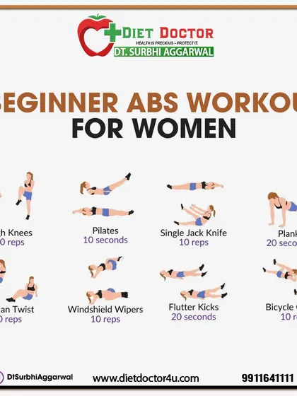 This is a fantastic beginner ab workout for women looking to build core strength. It includes a variety of exercises from high knees to Russian twists, providing a well-rounded routine.