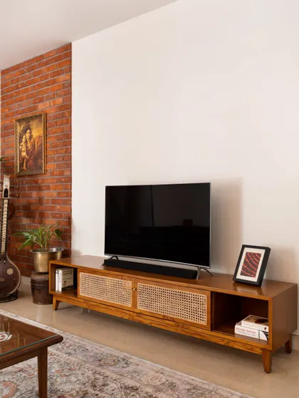 The Ramaniyam collection, a result of a deep collaboration with one of our earliest clients. This project includes a lounge sofa, tile-inlay center table, TV unit, dining set, and a statement console, all designed to reflect the client's cultural roots.