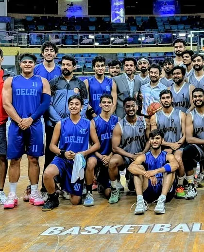 A group photo of the cast and our players on the movie set. This picture captures the incredible collaboration between professional actors and real athletes to bring the story to life.
