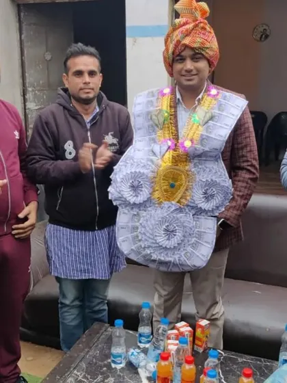 Advocates from Taoru honoring me with a traditional turban and garland, pledging their full support.