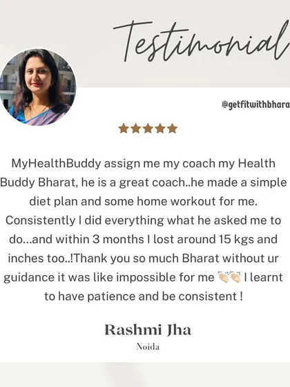 Rashmi lost 15 kgs in 3 months with a simple diet and home workout plan. She learned to have patience and be consistent.