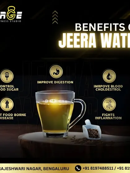 Learn about the simple yet powerful benefits of jeera water. This graphic explains how it can help improve digestion, control blood sugar, and fight inflammation, making it a great addition to a healthy lifestyle.