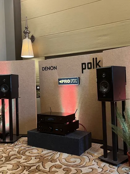 At the What Hi-Fi show in Mumbai, we showcased a stereo system featuring Polk bookshelf speakers and a Denon amplifier. This setup demonstrates how to achieve high fidelity sound that is perfect for both music and movies.