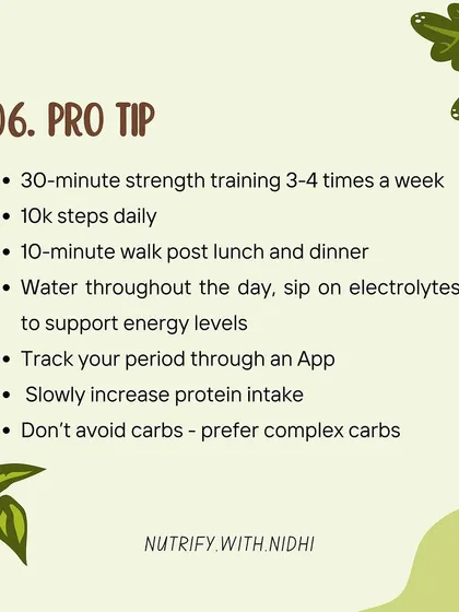 Here are my pro tips for losing your first 5kg with PCOS. Focus on 30 minutes of strength training, 10k steps daily, a post-meal walk, and tracking your cycle. Small, consistent habits lead to big results.