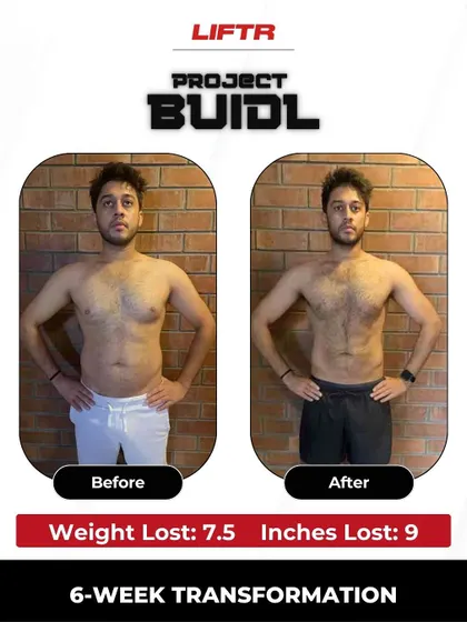 Satvik's 6-week transformation resulted in a 7.5 kg weight loss and a 9-inch reduction. He attributes his progress to the comprehensive commitment to discipline that our program instills.