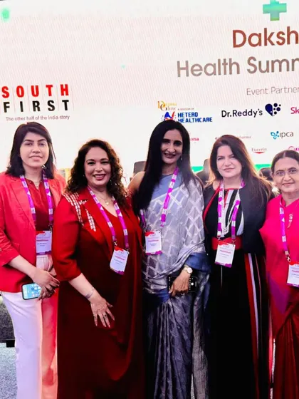 With fellow women leaders in dermatology at the Dakshin Health Summit 2025. A platform that celebrates scientific learning and collaboration.