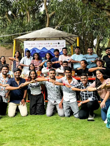 The group from our Rotaract pool party event, showing our community spirit.