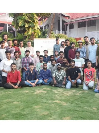 A group photograph with all the participating artists at the Raj Bhavan landscape painting workshop. It was a wonderful gathering of talent from the Sir J. J. School of Art community.