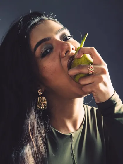 A tighter, more intense version of the pear series. This shot is provocative and memorable, perfect for an edgy editorial.