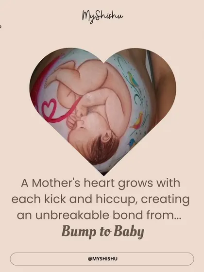 A mother's heart grows with each kick and hiccup. This image, with its beautiful bump art, symbolizes the unbreakable bond that forms from bump to baby.
