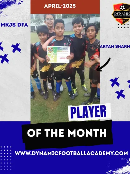 Aryan Sharma, Player of the Month for April 2025, with his teammates.