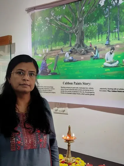 My work was displayed at the Rangoli Metro art gallery for the Cubbon Paints first anniversary exhibition. It was an honor to be part of this celebration.