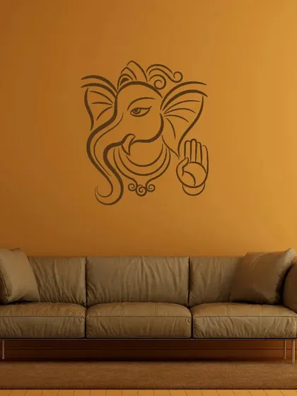 A beautiful Ganesha face mural that brings blessings and a sense of calm to the home. The earthy brown colour adds to the warm and inviting feel.
