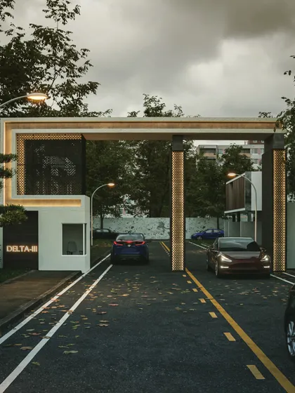 This render shows a variation of the entrance gate design, allowing for comparison and final decision making. We provide multiple options to ensure the final product aligns perfectly with the client's vision.