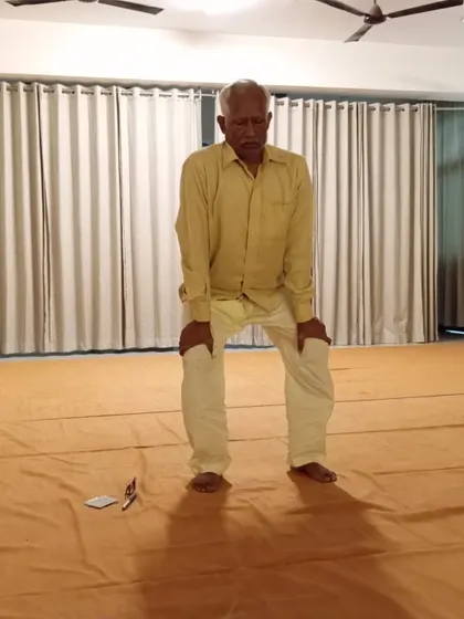 A 70-year-old participant begins his asana journey, proving that age is no barrier when the spirit is willing.