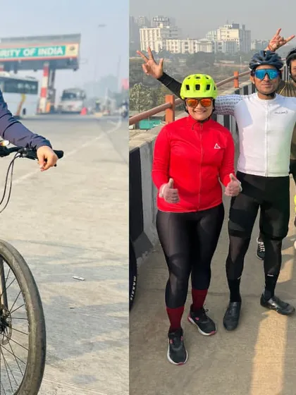 More fun moments with the tandem bike at the toll plaza. Our rides are always full of unique experiences.