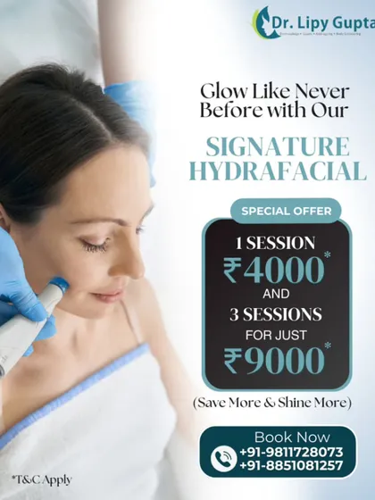 This is my signature HydraFacial, a treatment loved by so many of my clients for its immediate and visible results. The process uses a special device to cleanse and hydrate the skin, leaving it feeling bilkul soft and glowy. This offer makes it even easier to experience the benefits.