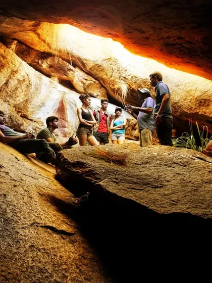 Another view of our guided cave exploration, where groups can learn and discover together in a truly unique environment.