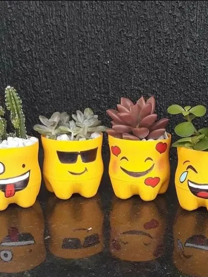 A reflection of fun. These emoji planters bring a modern and playful vibe to any desk or small space, showing that gardening doesn't have to be serious.