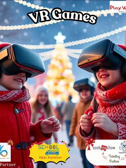 Our Christmas events even include modern fun like VR games! This image shows kids exploring virtual worlds, adding a unique tech twist to the holiday celebration.