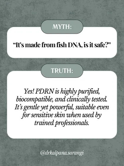 Patients often ask if PDRN is safe since it's derived from fish DNA. The answer is yes. The PDRN I use is highly purified, biocompatible, and clinically tested, making it a gentle yet powerful option even for sensitive skin when administered by a professional.