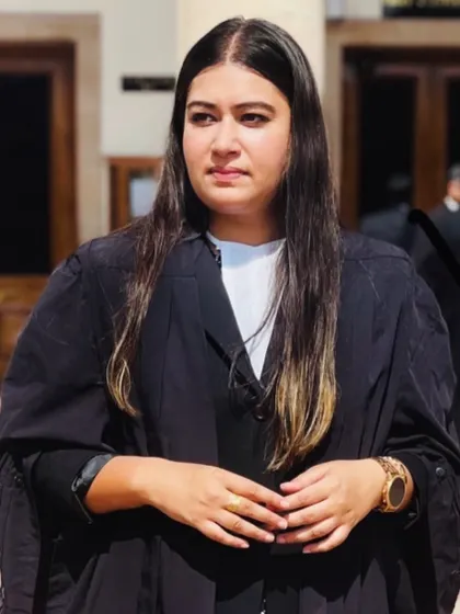 A close-up shot in my court robes. The intensity and focus required for this profession are part of my everyday life.