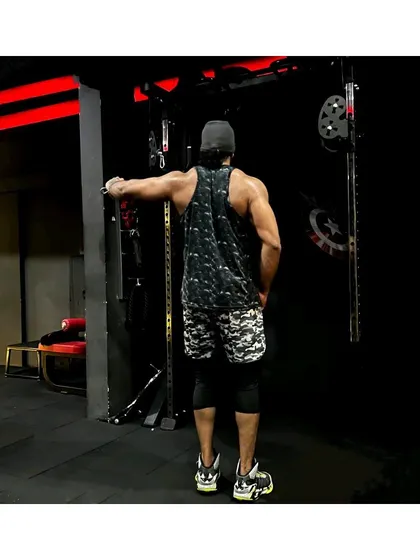 Another day in my office. Working on rear delts with a single-arm cable exercise to build a complete, 3D shoulder.