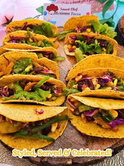 These vibrant and fresh Mexican Tacos were a highlight at a recent baby shower. They are a great example of how we style our food to fit the celebratory mood of your event.
