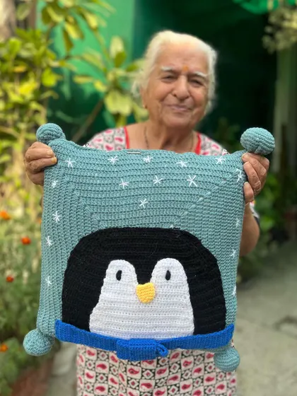 A cool companion for your couch. This penguin cushion is a fun and quirky addition to any room's decor.