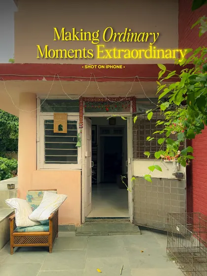 Finding the extraordinary in ordinary moments. This photo of a typical 'sarkari' house in Delhi, enhanced with a text overlay, shows my passion for capturing the aesthetic of everyday life.