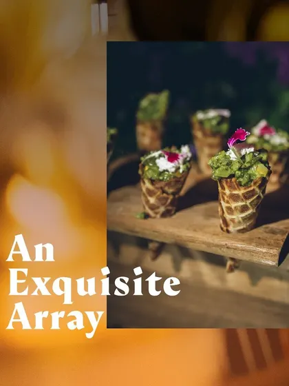 An array of exquisite appetizers, including savoury cones, ready for a special occasion.
